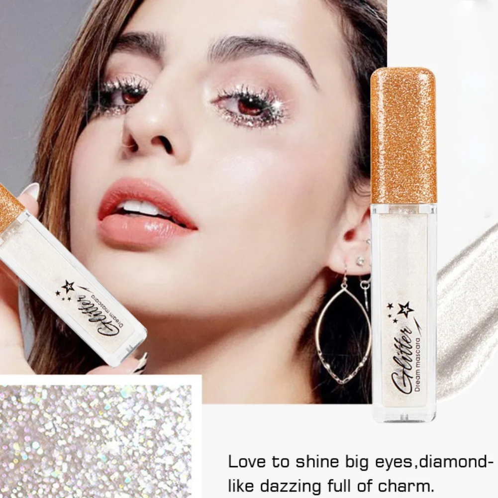 Glitter มาสคาร่า Quick DRY Long Lasting กันน้ํา Curling หนาเงาขนตา Fashional เซ็กซี่มาสคาร่าแห้งเร็วสําหรับแต่งหน้า
