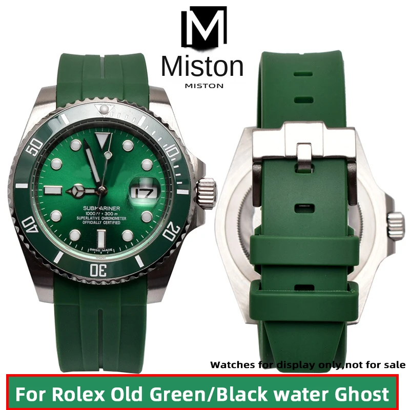 

Rubber Silicone Watch Band for Rolex Green Black Water Ghost Watch Band Submariner Series 116610 Waterproof Watch Chain Green 20