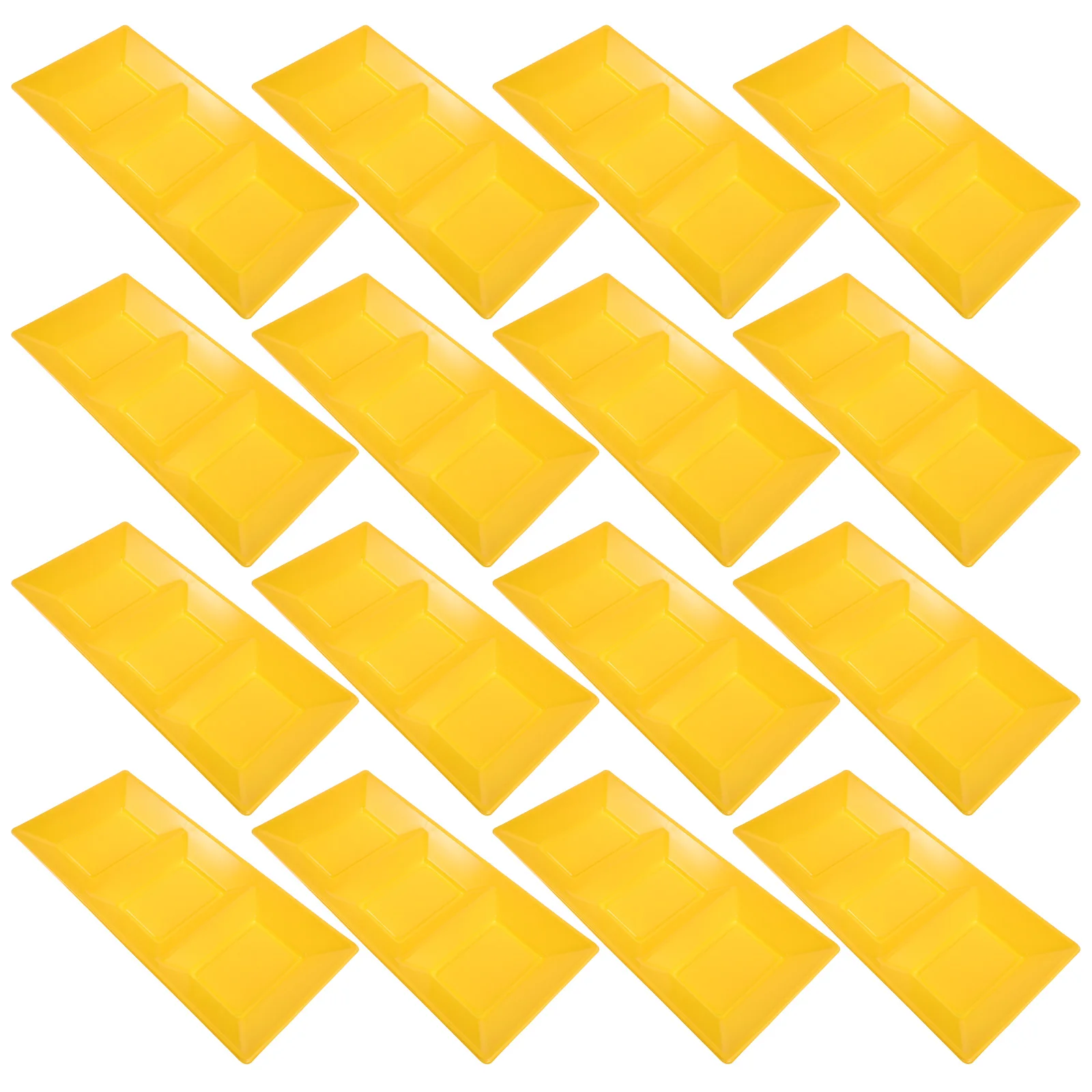

30 Pcs Three Compartment Tray Rectangular Plate Large Capacity Sturdy Material Versatile Use Easy Clean Stackable Plastic Yellow