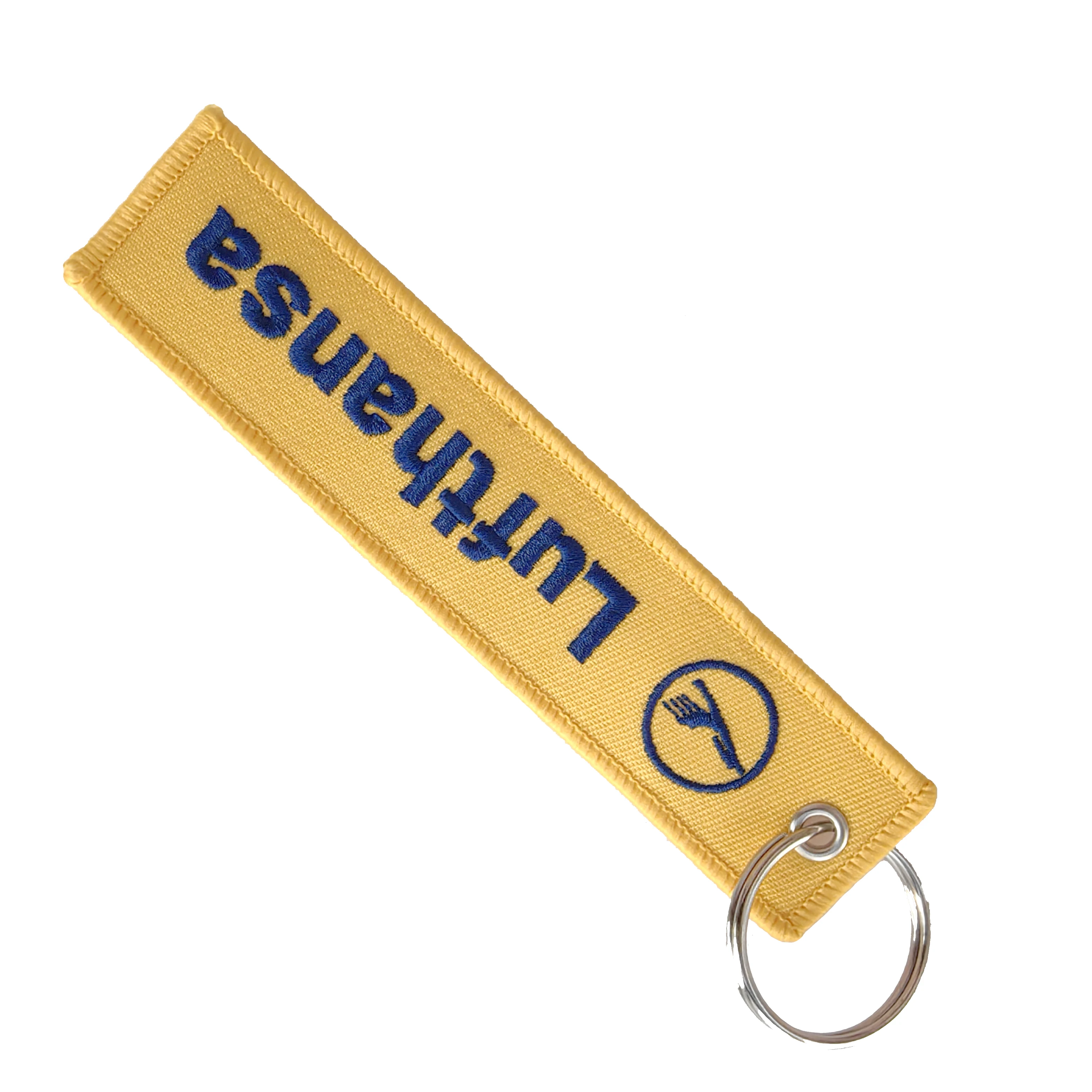 1PC 3PC LUFTHANSA Blue Yellow White Lettering Double Sided Embroidery Keychain Aviation Enthusiast Accessories Keychain