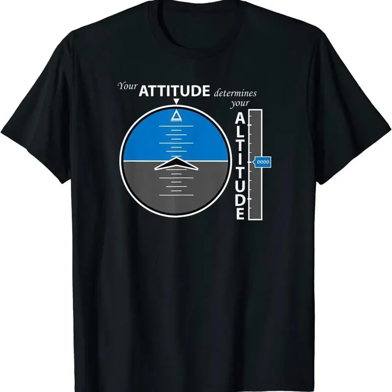 

Attitude Determines Altitude Aviation Instrument Graphic Short Sleeve T Shirt Breathable Cotton Crew Neck Tee
