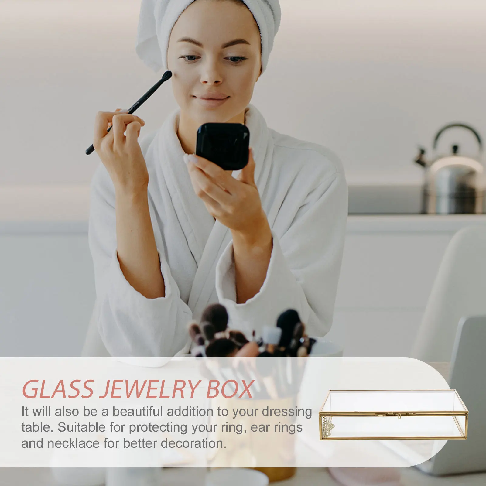 

Chic Transparent Glass Jewelry Box Multi-Purpose Design Organizer for Necklaces Earrings Rings Dressing Table Decor