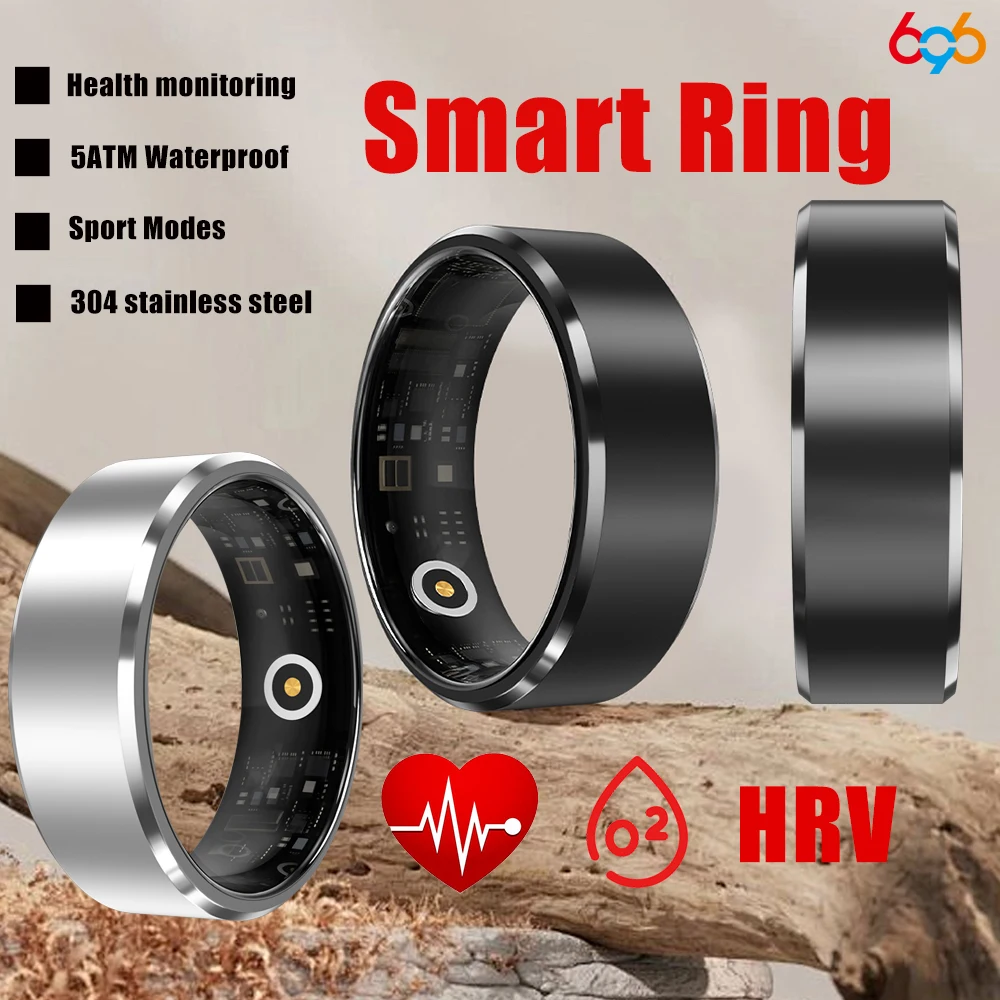 304 Stainless Steel Men Women Smart Ring True Blood Oxygen Heart Rate HRV Health Monitor Sports Blue Tooth Rings 5ATM Waterpoof