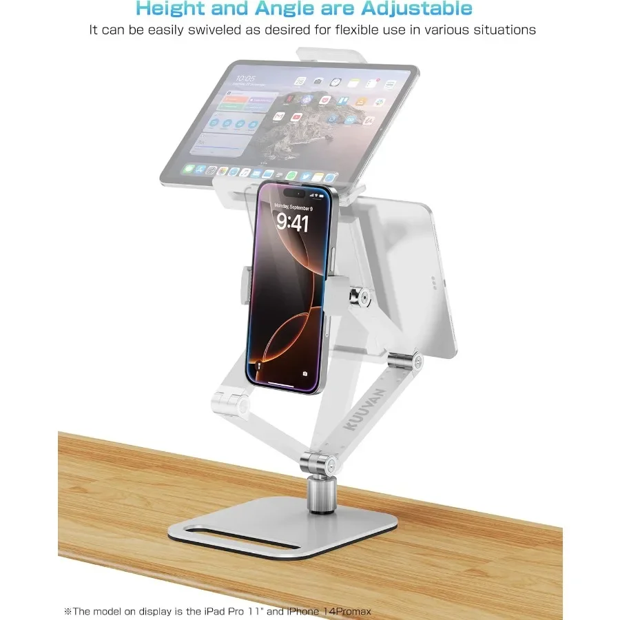 Supporto per tablet per iPad Supporto per monitor portatile Supporto per braccio pieghevole in lega di alluminio da 15,6'' 17,3'' con scrivania girevole a 360°