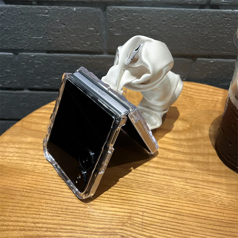 For Xiaomi Mix Flip Luxury Transparent Water Ripple Silk Wrist strap Phone Case Cover_voghion.com
