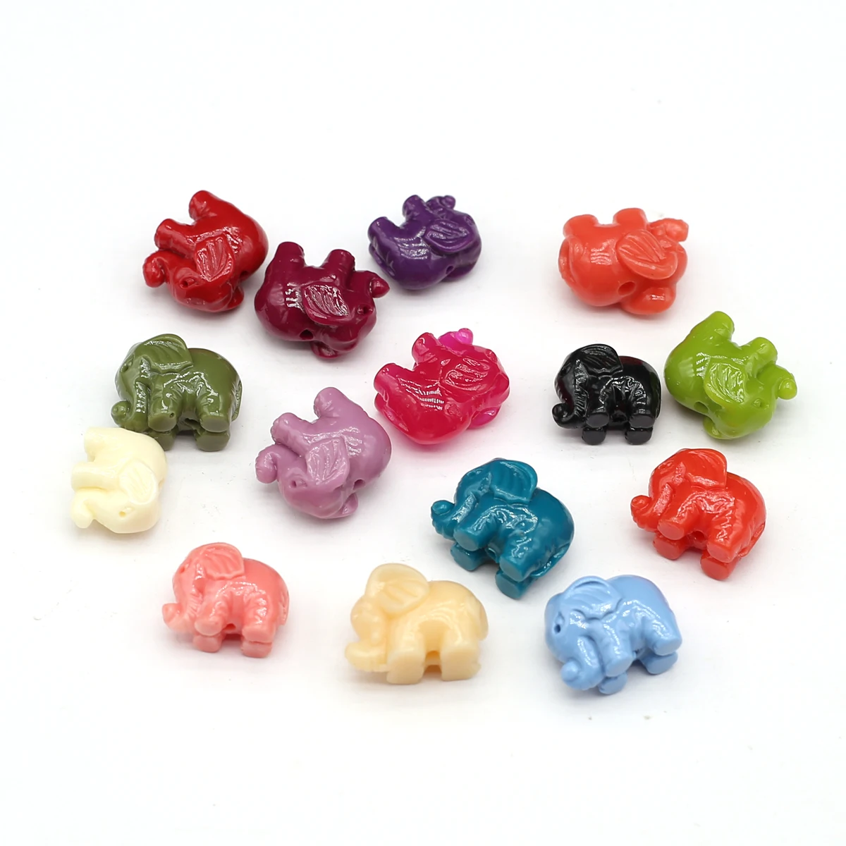 10Pcs Lot Synthetic Coral Beads Elephant Shape Punch Loose Beads for Jewelry Making DIY Bracelet Keychain Necklace Accessories