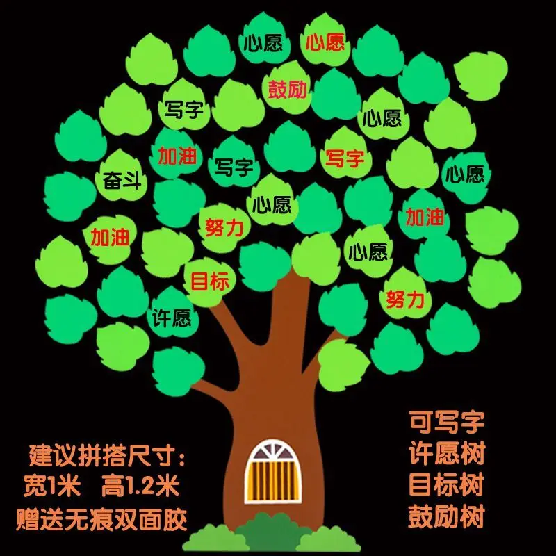 【Wish Tree Wall Sticker】Encourage Wisdom Wish Tree Wishing Tree Blackboard Newspaper Decorative Wall Stickers Creative Class Cul