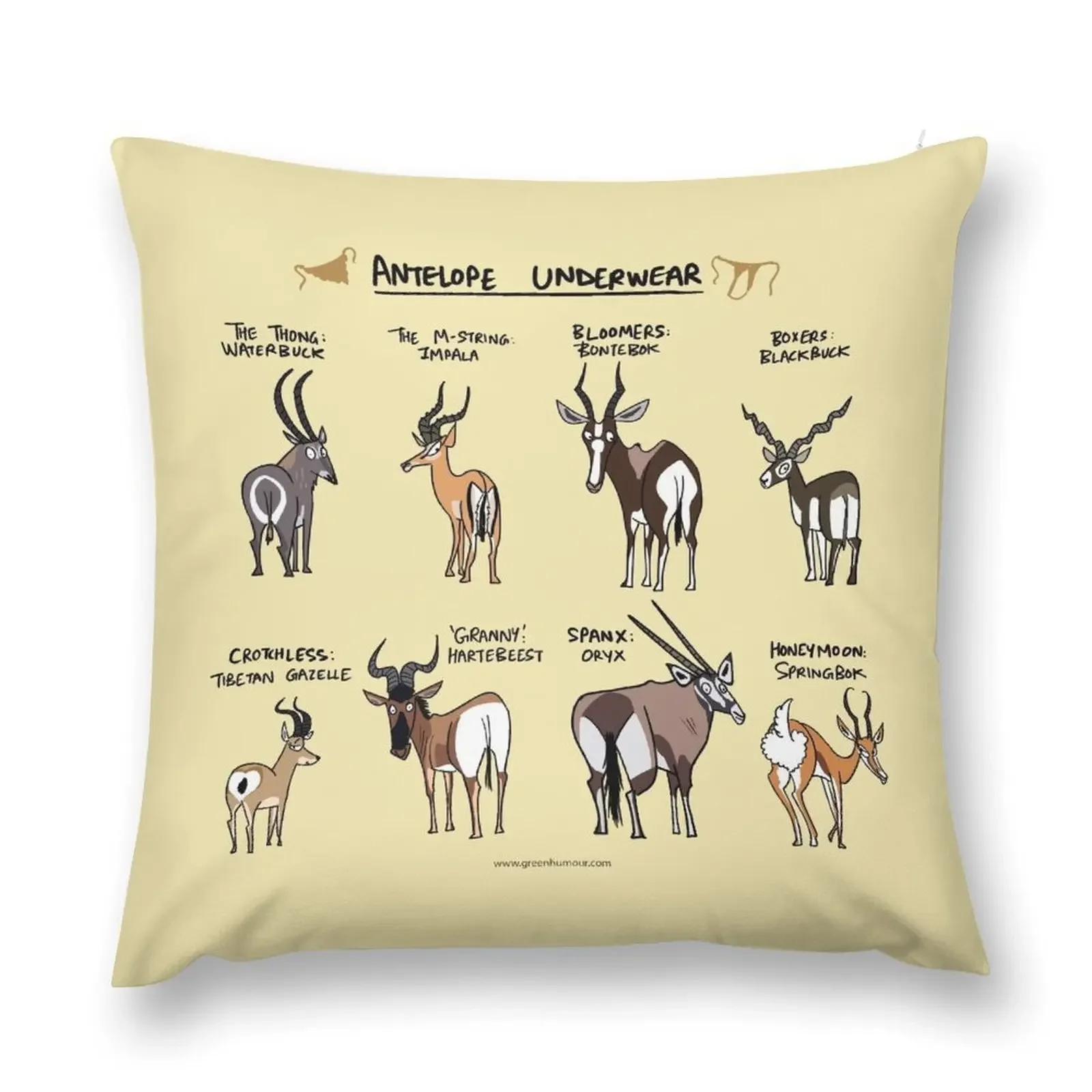 Antelope Underwear Throw Pillow anime girl covers for pillows pillow