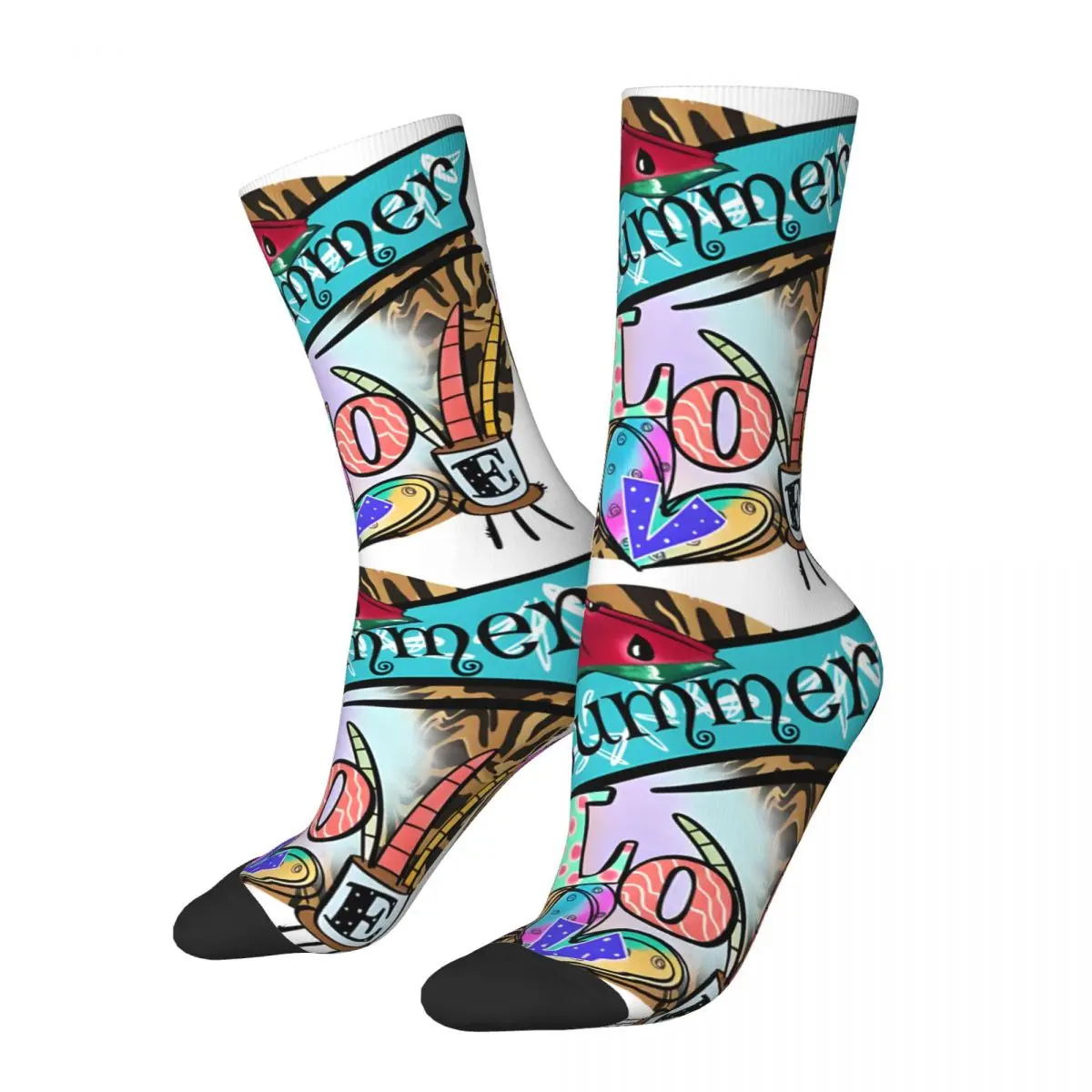 Vintage Summer At The Beach Men's compression Socks Unisex Gnome Harajuku Pattern Printed Novelty Crew Sock