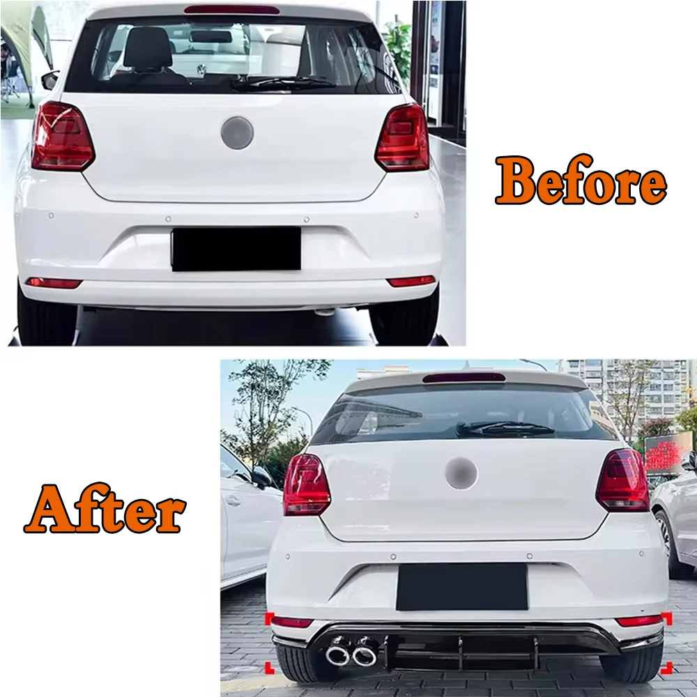 For VW Polo MK5 6R 2009-2014 Rear Bumper Lip Diffuser Spoiler Splitter Protector Car Styling Auto Accessories Decoration