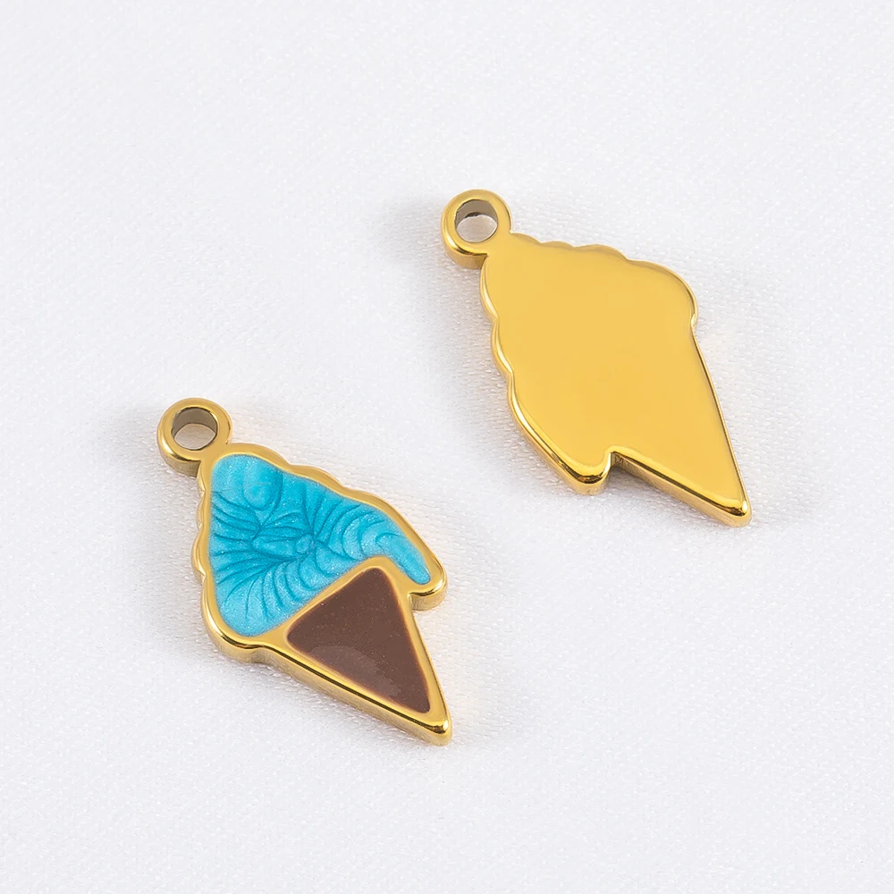 2 pçs de aço inoxidável múltiplas cores pingentes de sorvete encantos para diy jóias fazendo colar pulseira acessórios atacado