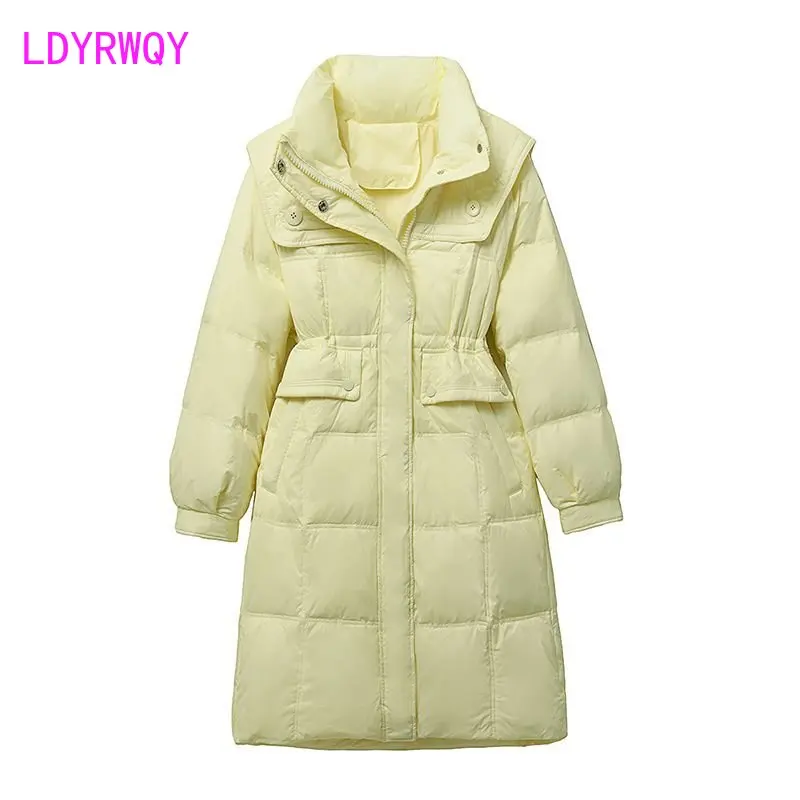 2022 New Korean Winter Navy Collar Cotton Shirt Women's Medium Long Thickened Slim Waist Fashion Coat