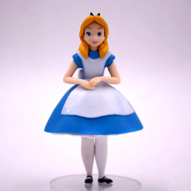 3Pcs 7-9cm Disney Alice\'s Adventures in Wonderland Cheshire Alice Figure Model Kid Collectible Hobby Toys Doll Gift For Children