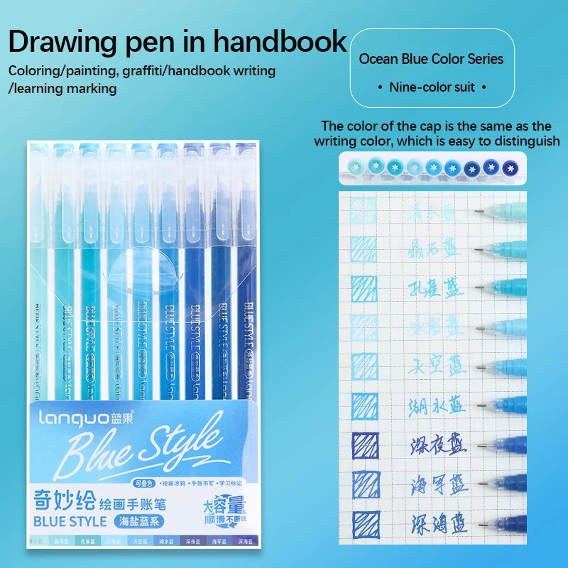 LANGUO 45/9 Kleuren Morandi Kleurrijke Gel Pen Student Schrijven Marker DIY Graffiti Schilderij Tekening Handboek Pennen School Nieuwe kleuren