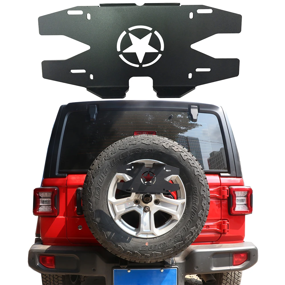 

JL1082 Rear Tire Center License Plate Bracket Aluminum Alloy Car License Plate Frame Metal For Jeep Wrangler JL 18+