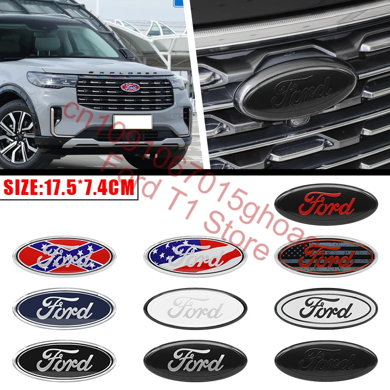 Car Front Grille Emblem Rear trunk Logo Badge Sticker Accessories for Ford Focus mk2 mk3 Fiesta mk7 Ranger Mondeo mk4 S-MAX Kuga