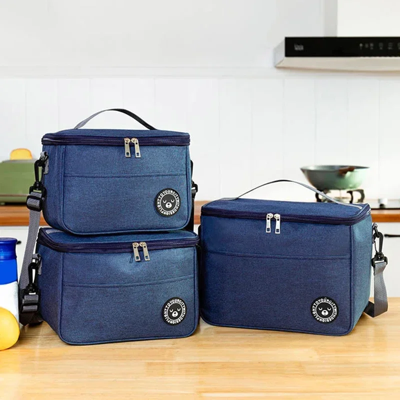 Large-capacity hand-held with shoulder strap insulated bag, lunch box bag, student thickened waterproof lunch bag。-zmt image 3