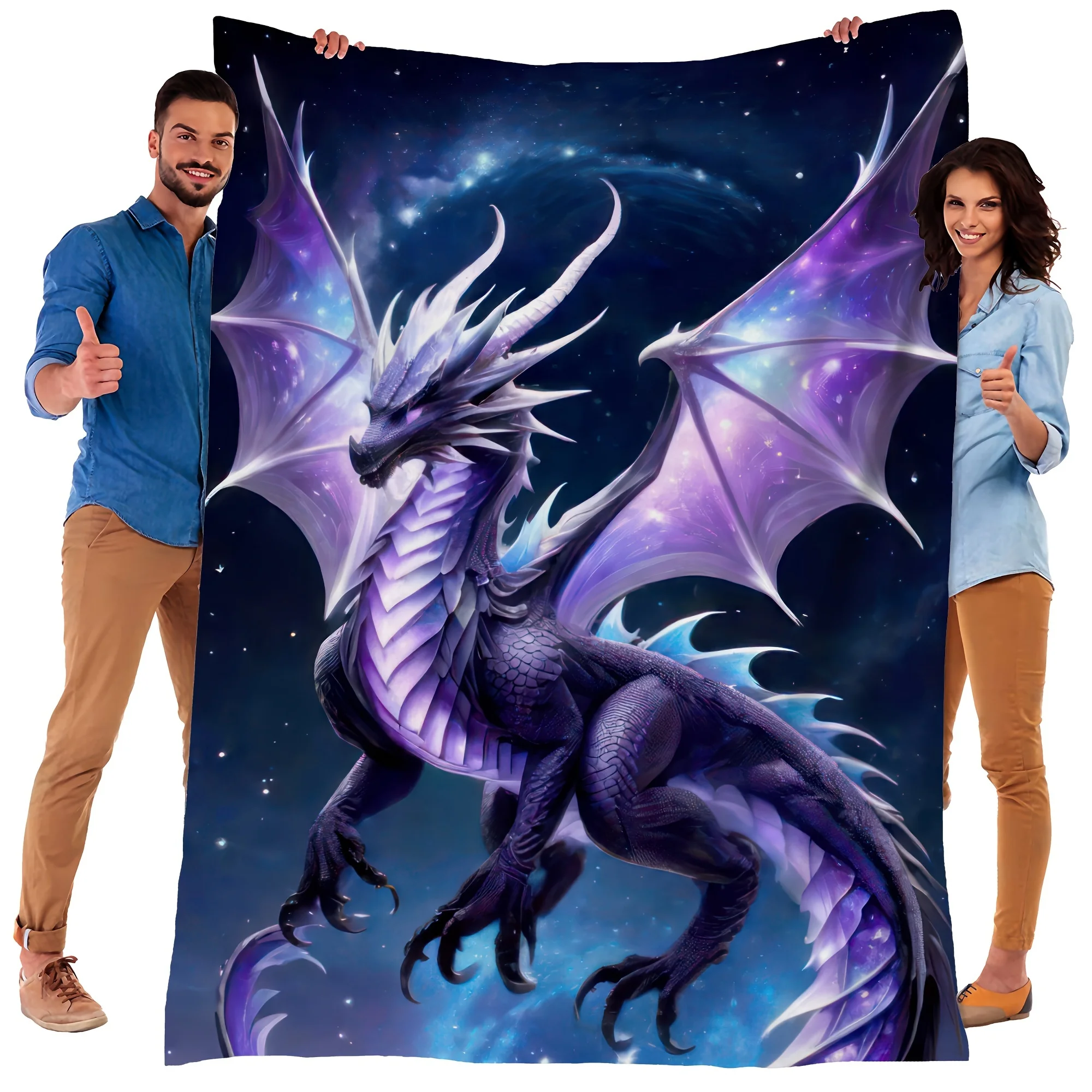 Cozy Double-Sided Dragon Print Blanket , Ultra-Soft All-Season Throw for Sofa, Office, Bed, Camping & Travel,Perfect Gift Choice