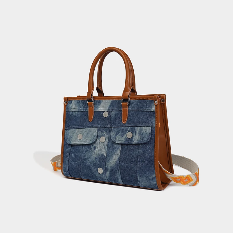 Large Capacity Denim Tote Bag Niche Design Neutral Style Handbag Large Capacity Exquisite And Versatile Shoulder Bag Travel Bag