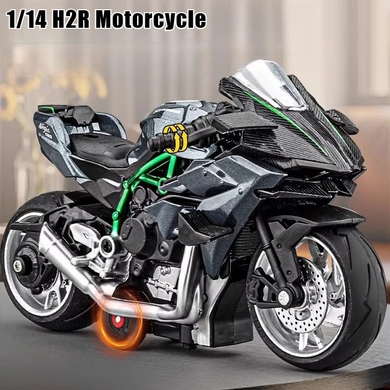 

Мотоцикл-модель 1:14 H2R V4S S1000RR R1250RT из сплава со звуком и светом, откатывающийся, имитационная модель, подарок, игрушка, коллекционный сувенир, украшение