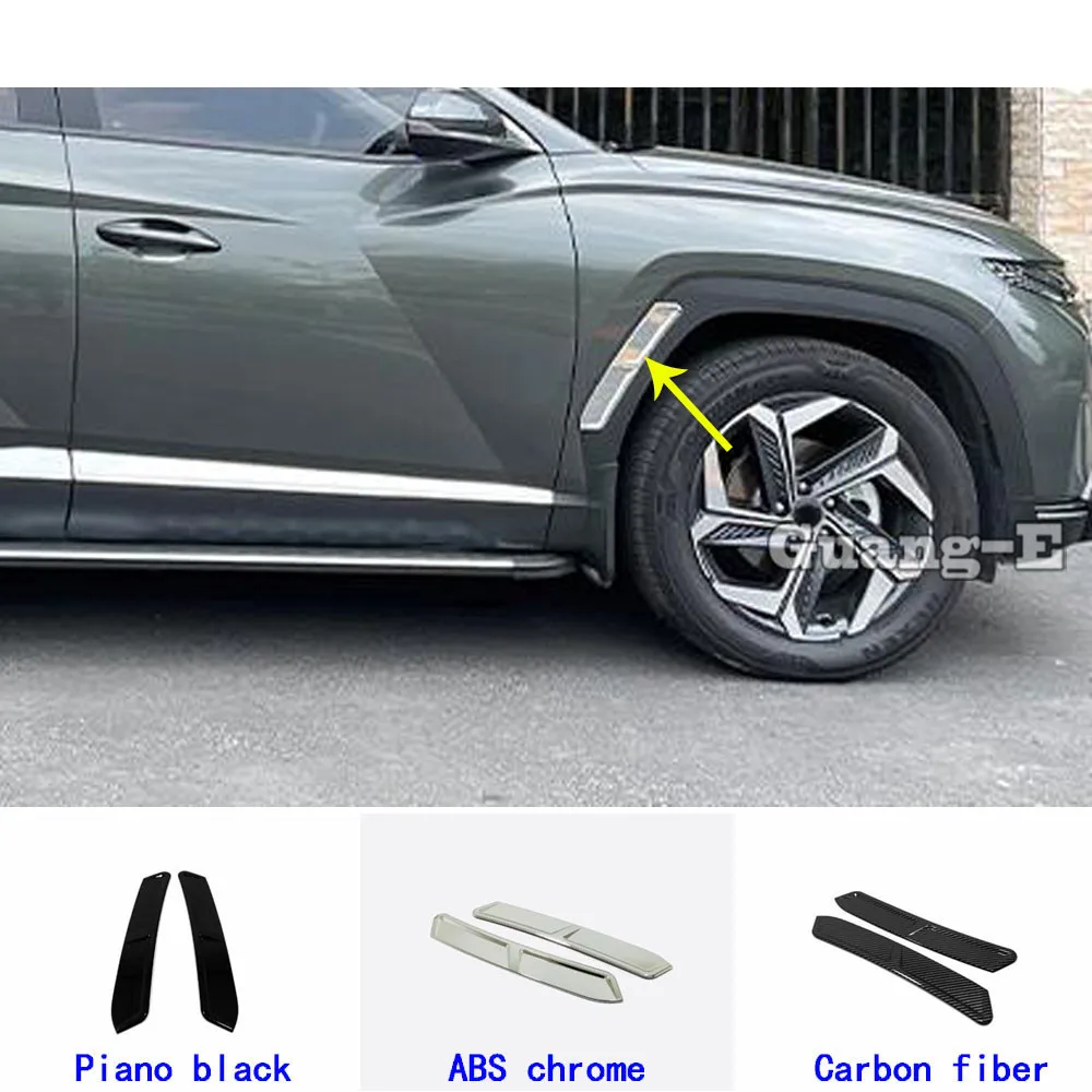 For Hyundai Tucson L 2021 2022 2023 2024 Car Sticker Base Cover Front Head Spoiler Side Triangle Wheel Eyebrow Trim Hood Frame