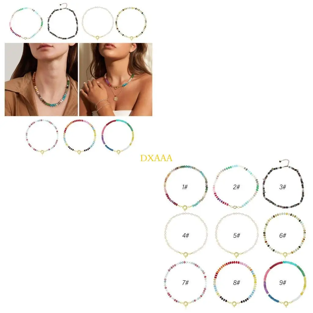 DXAA Statement Necklace Stone Bead Necklace Elegant Neckwear Suitable for Everyday