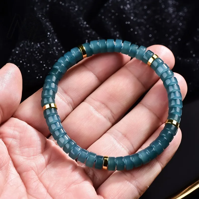 Natural Jadeite Blue Water Abacus Beads Spacer Bracelet Luxury Quality Jewelry Fashion Jewelry Exquisite Charms Gift Certificate - view 3