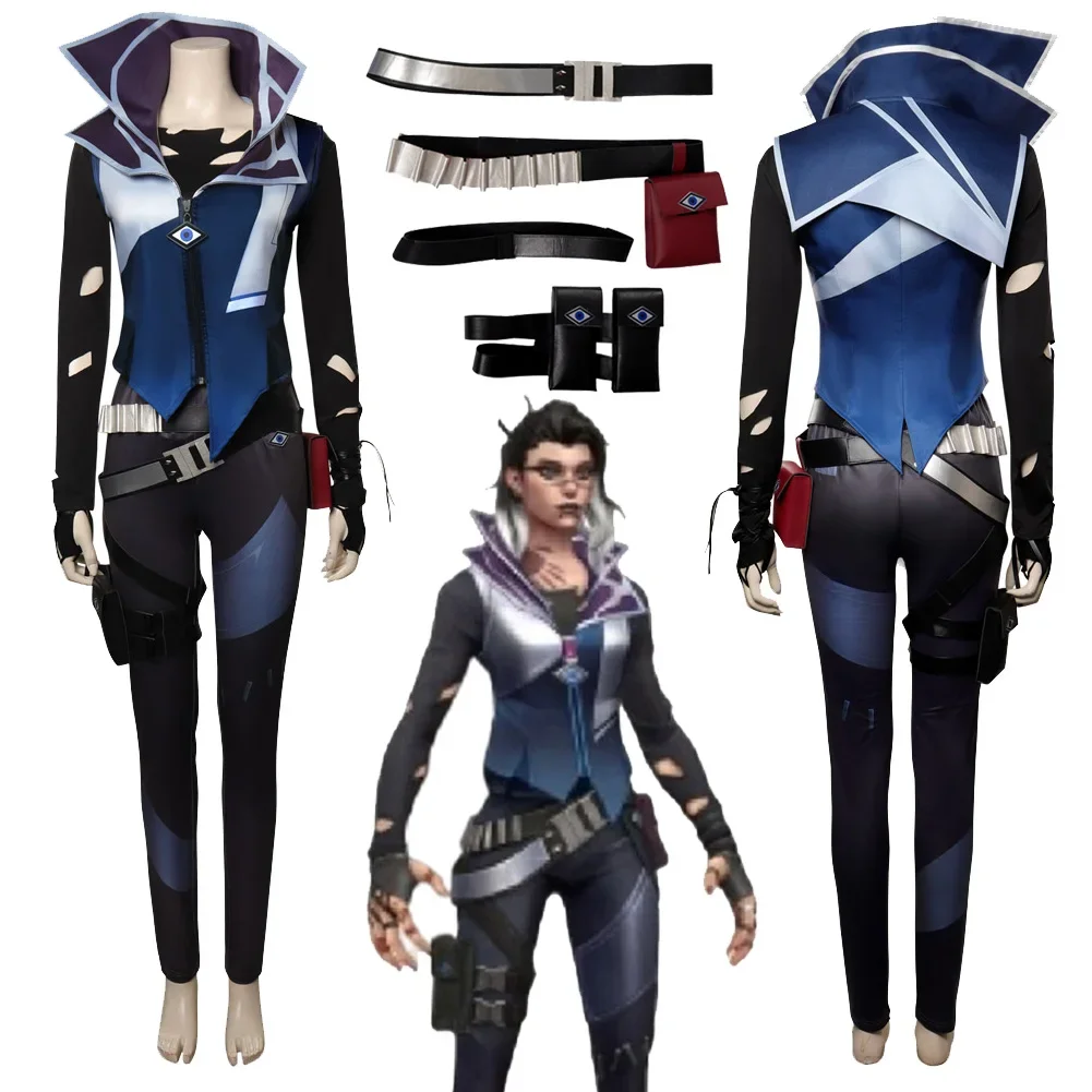 أزياء تنكرية للنساء من CosplayFade لعبة Valorant Fantasia للهالوين كرنفال حفلة دور ملابس تنكرية سراويل علوية طقم معطف Outf