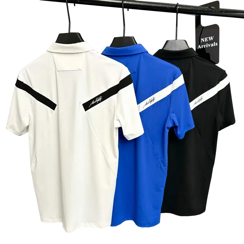 Men's Spring/Summer New Products Golf Outdoor Quick drying Sports Shirt Color blocked Short sleeved T-shirt Versatile POLO Shirt