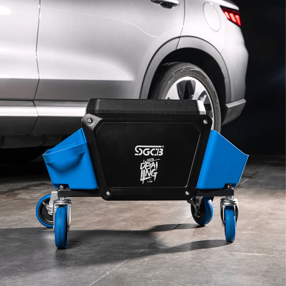 SGCB Mechanics Stool With Wheel Heavy Duty Roller Creeper Seat With Tool Storage Trays And Drawer 330 Lbs Capacity For Car Wash