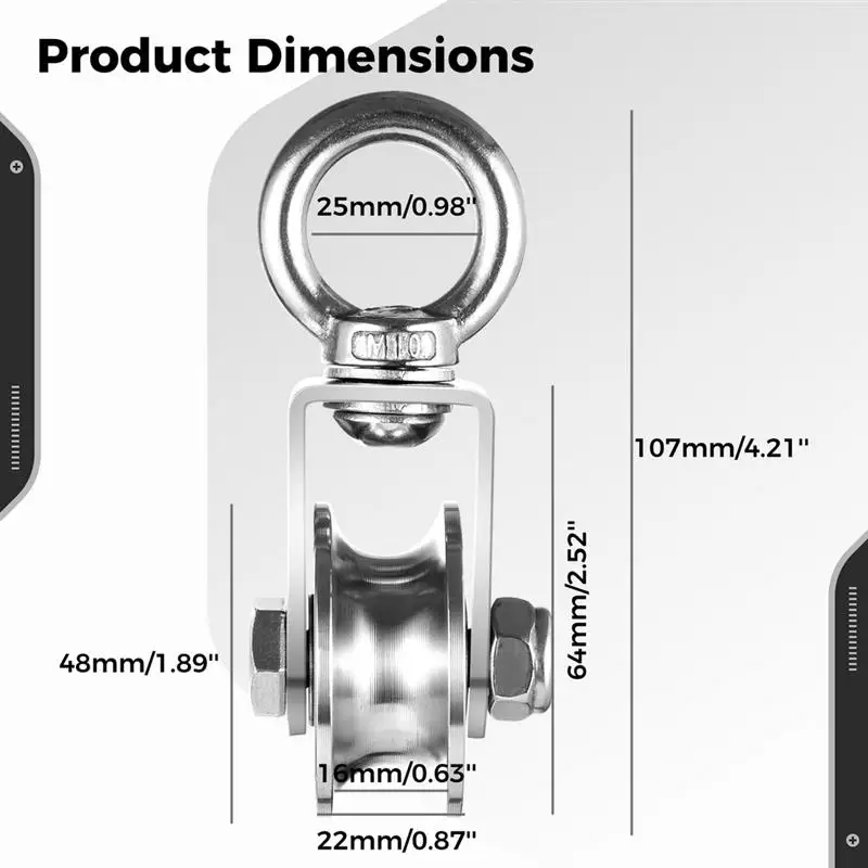 2Pcs Swivel Pulley U Type Swivel Pulleys Stainless Steel Pulley Wheel Pulley Traction Wheel Super-Silent Duplex Bearing Pulley