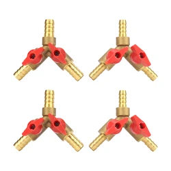 8mm 10mm Barbed 3-Way Brass Ball Valve Y-Shaped Equal Diameter Water Splitter Home Natural Gas Water Heater Pipe Tube Controller