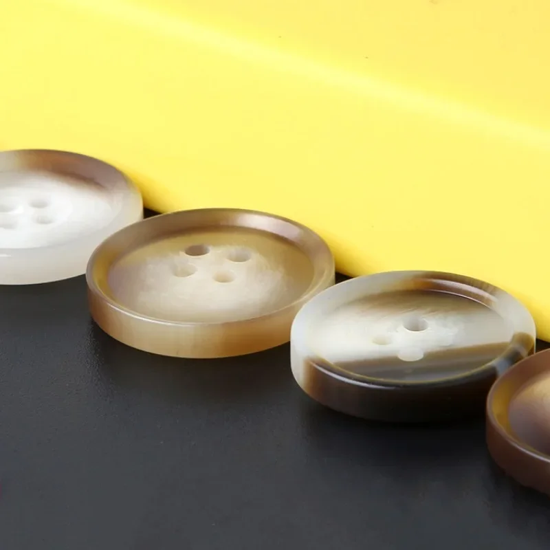 50Pcs 4-Holes Classic Brown/Black Resin Buttons for Jacket Trench Coat Sweater with Timeless Design Sewing accessories wholesale