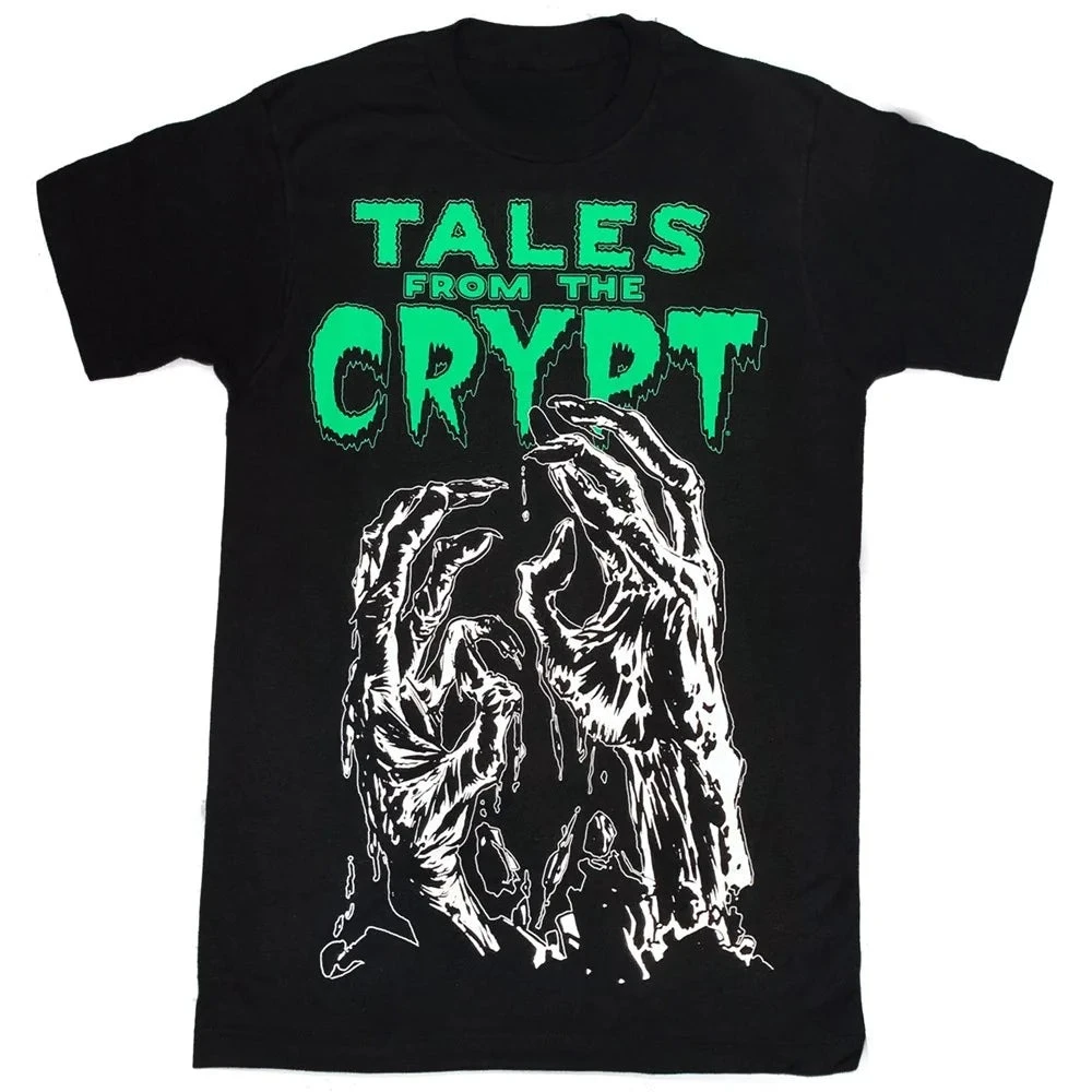 Tales From The Crypt Zombie Hands Retro Horror Comic Book Graphic T Shirt Streetwear Cotton Tee