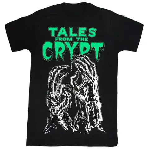 Tales From The Crypt Zombie Hands Retro Horror Comic Book Graphic T Shirt Streetwear Cotton Tee