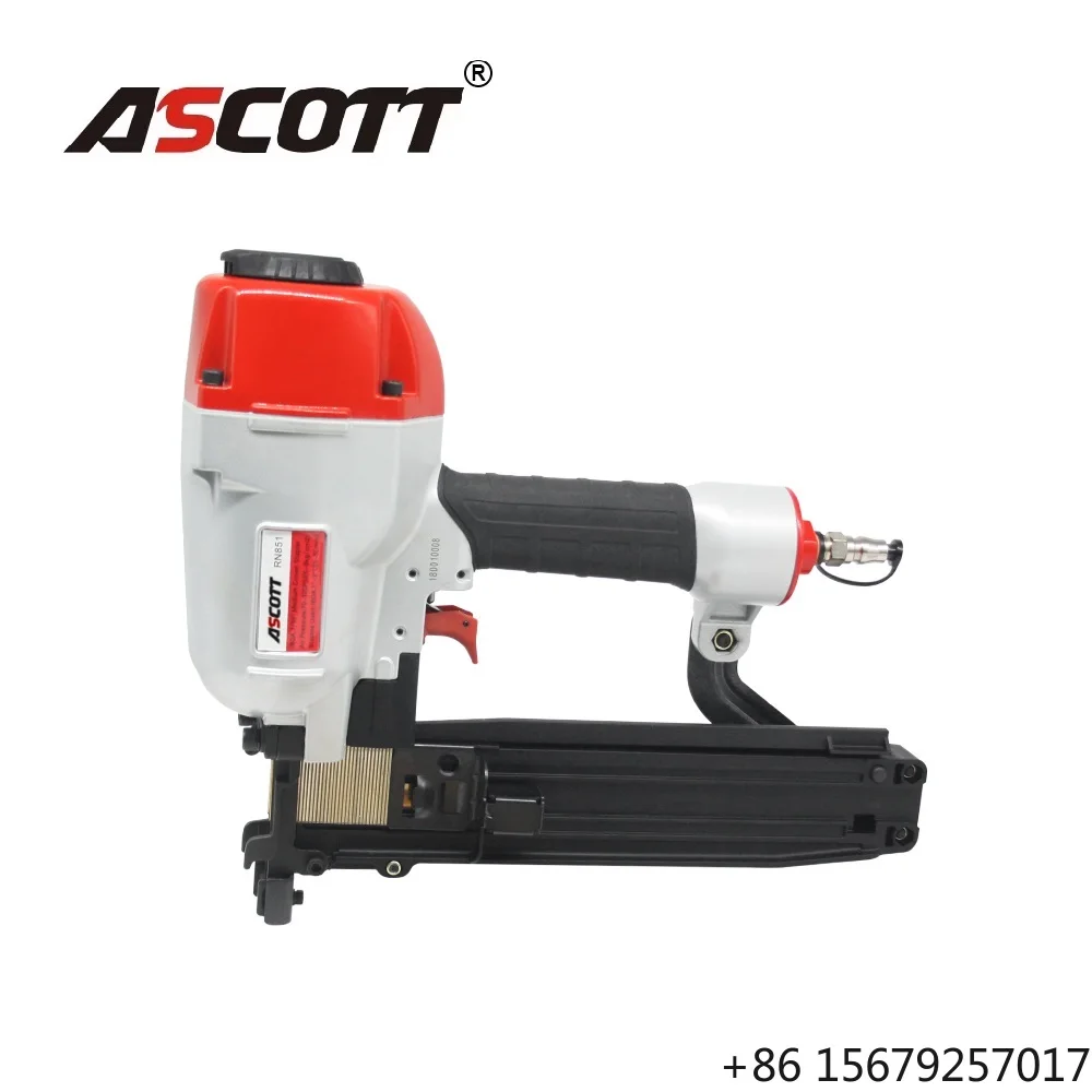 ASCOTT RN851 Heavy Duty Pneumatic Staple Gun Aluminum Carpentry Tools for Sheathing Roofing Siding 160PCS Fine Crown Air Stapler