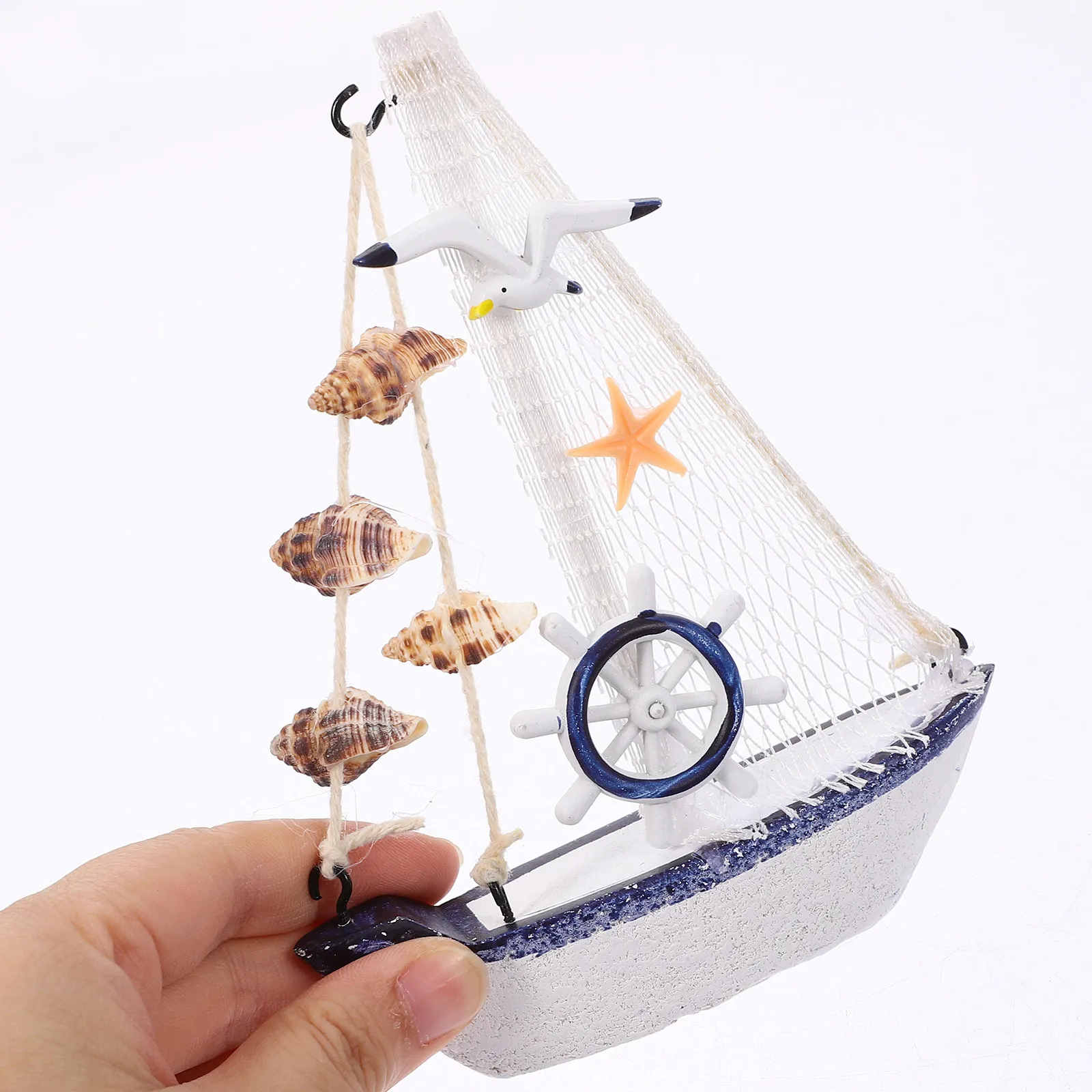 Wooden Sailboat Nautical Decor Rustic Sailing Boat Ornament Tabletop Decoration Coastal Home Bar Coffee Shop Accent
