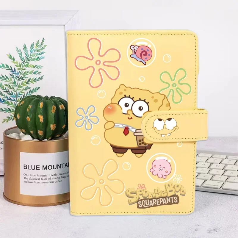 SpongeBob Notebook Budget Binder Leather Cartoon Cute Students Envelope Savings Money 6 Holes Loose-leaf Anime School Supplies