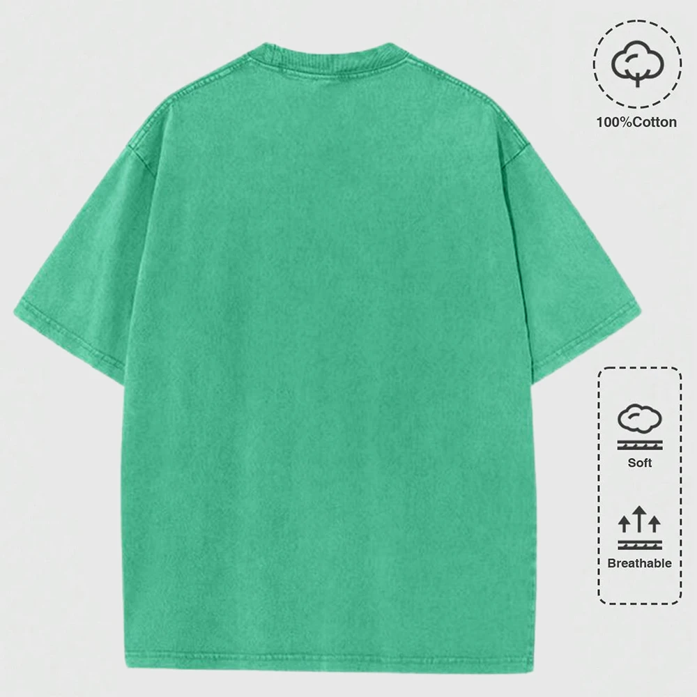 Tokyo Cherry Blossom Wave Cotton Washed T-Shirt Women Summer Oversize Tops Street Distressed O-Neck T Shirt Casual Woman Clothes