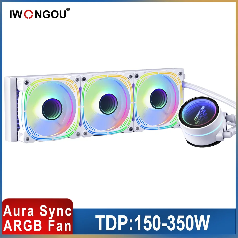 Water Cooler 360mm Rgb Liquid Cooling IWONGOU White x99 Processor Cooler Radiator for PC Unlimited Space Cpu Cooler Fan for AMD