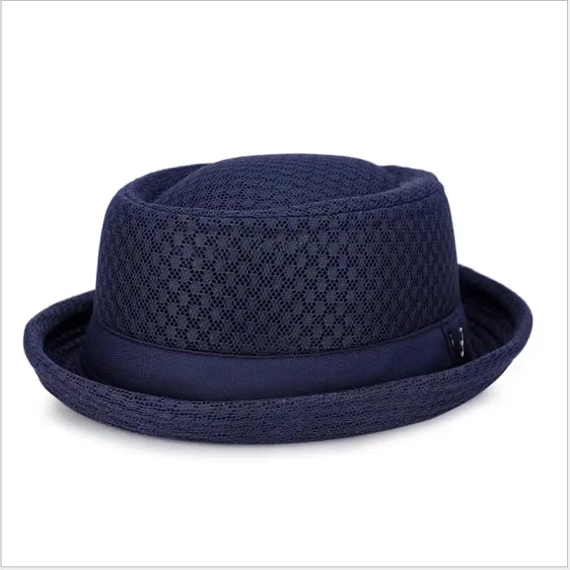 New Breathable Hat England Mesh Flat Straw Hat Retro England Jazz Foldable Sun Hats Panama Casual Pa