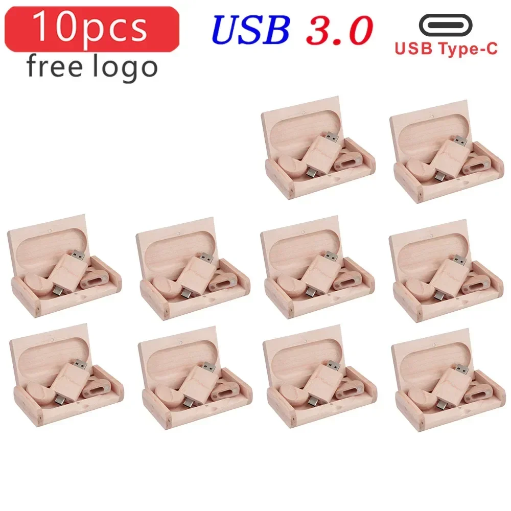

10 шт./лот TYPE-C USB 3.0 флэш-накопитель 128 ГБ 2-в-1 64 ГБ бесплатный индивидуальный логотип 32 ГБ карта памяти деревянный кулон свадебный подарок