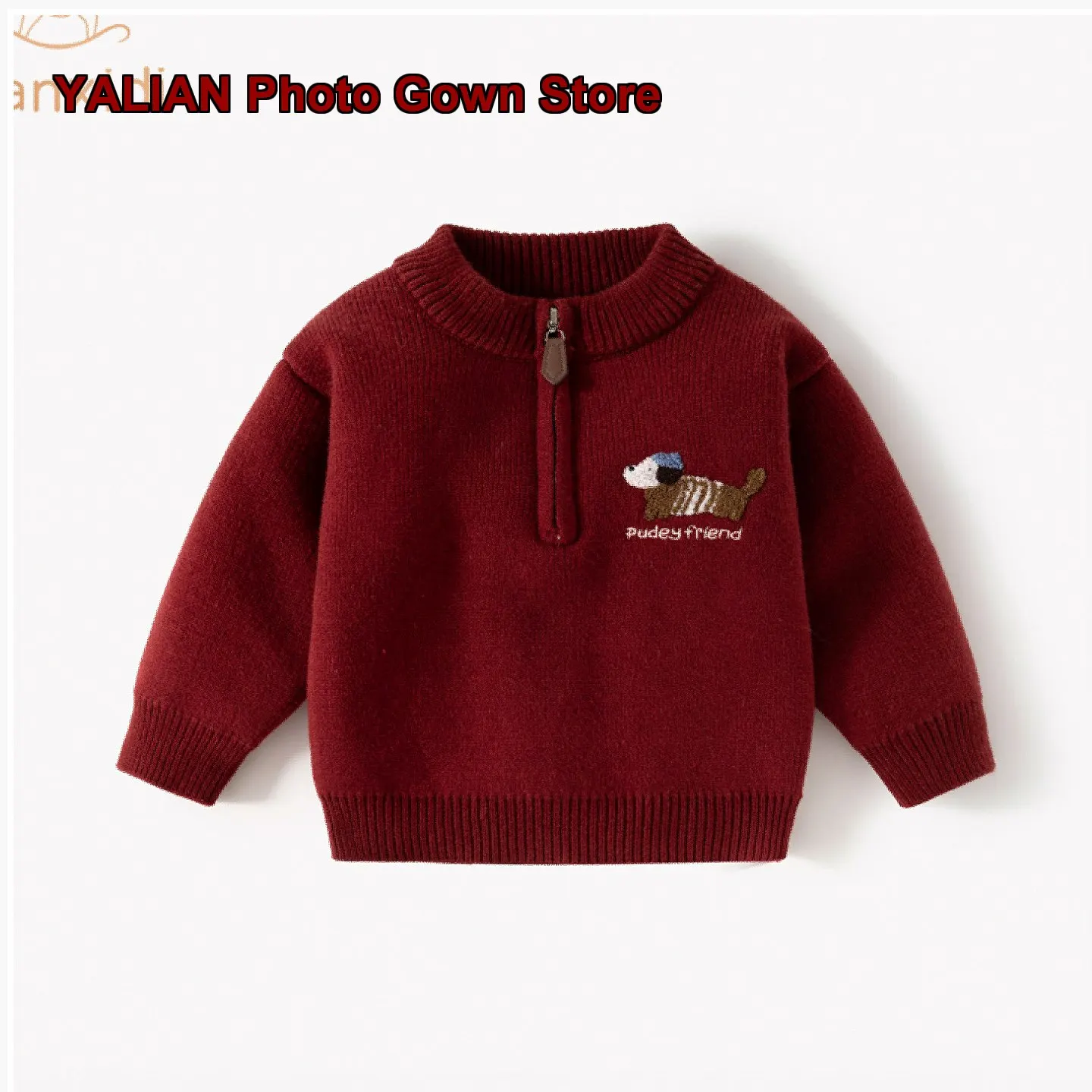 Banxidi Boys Winter Outfit Baby Fleece Lined Thickened Top Children's Base Layer Warm Winter New Year Greeting Outfit Kids