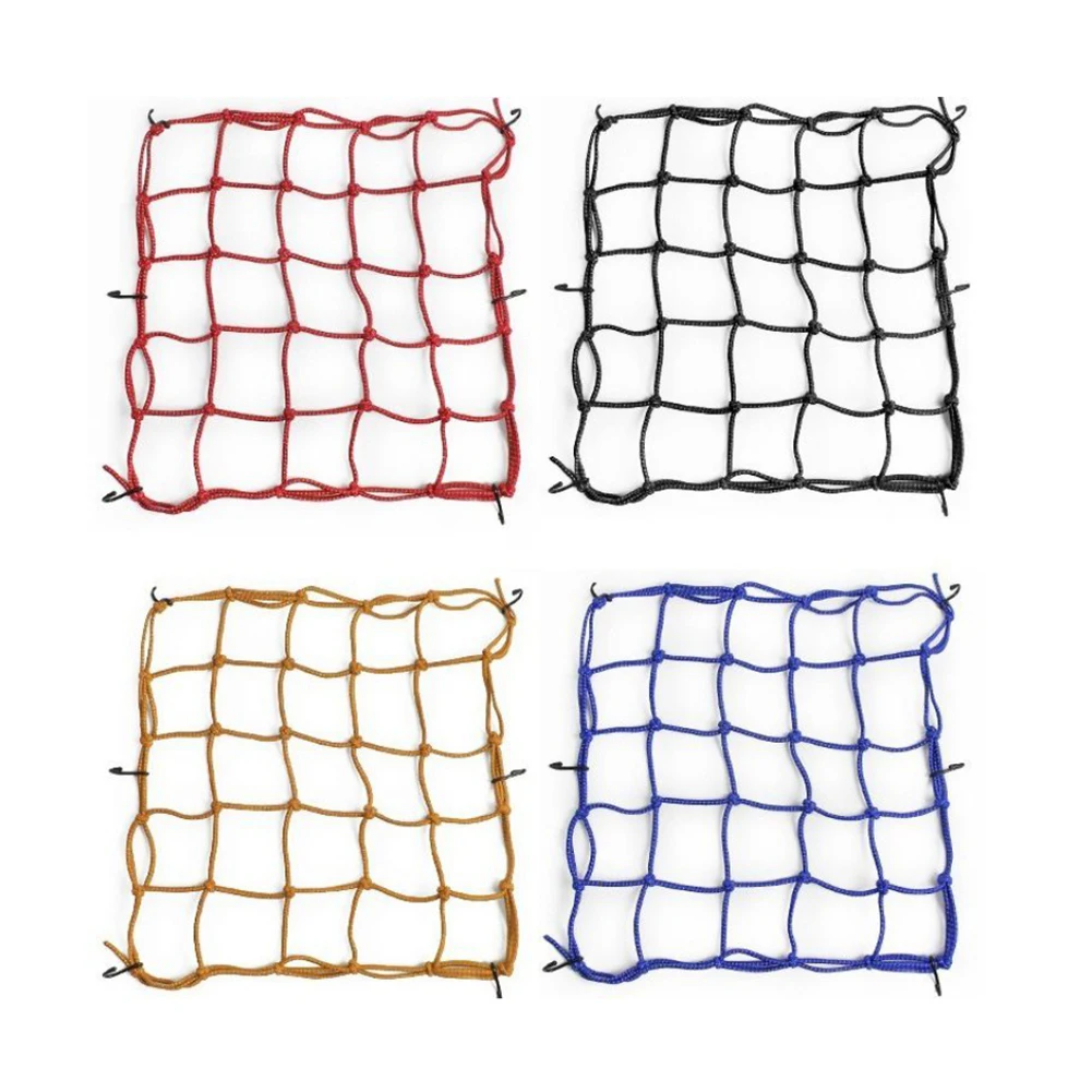 

Сетка для багажа мотоцикла, высокоэластичный фиксированный ремень, сетчатый карман для шлема, размер перед растяжкой 30x30 см/после растягивается 70x70 см