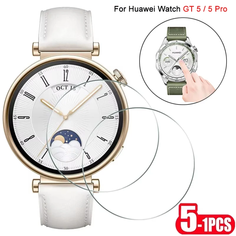 

5 шт. закаленное стекло для экрана Huawei Watch GT 5 41 мм 46 мм, защитная пленка от царапин для Huawei Watch GT5 Pro 42 мм 46 мм