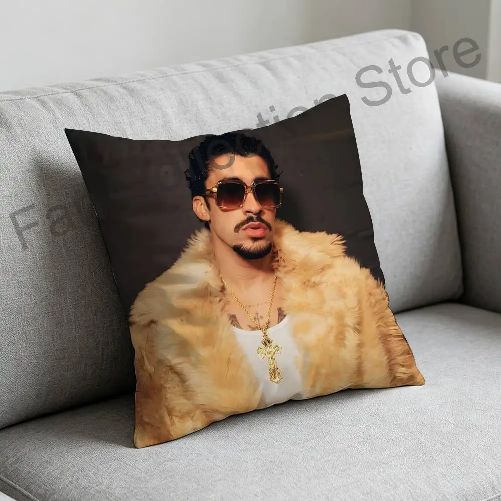 D-DtMF B-Bad B-Bunny Anime Celebrity Merchandise All-Match Printed Pillow Case Sofa Car Office Room Decoration Protector