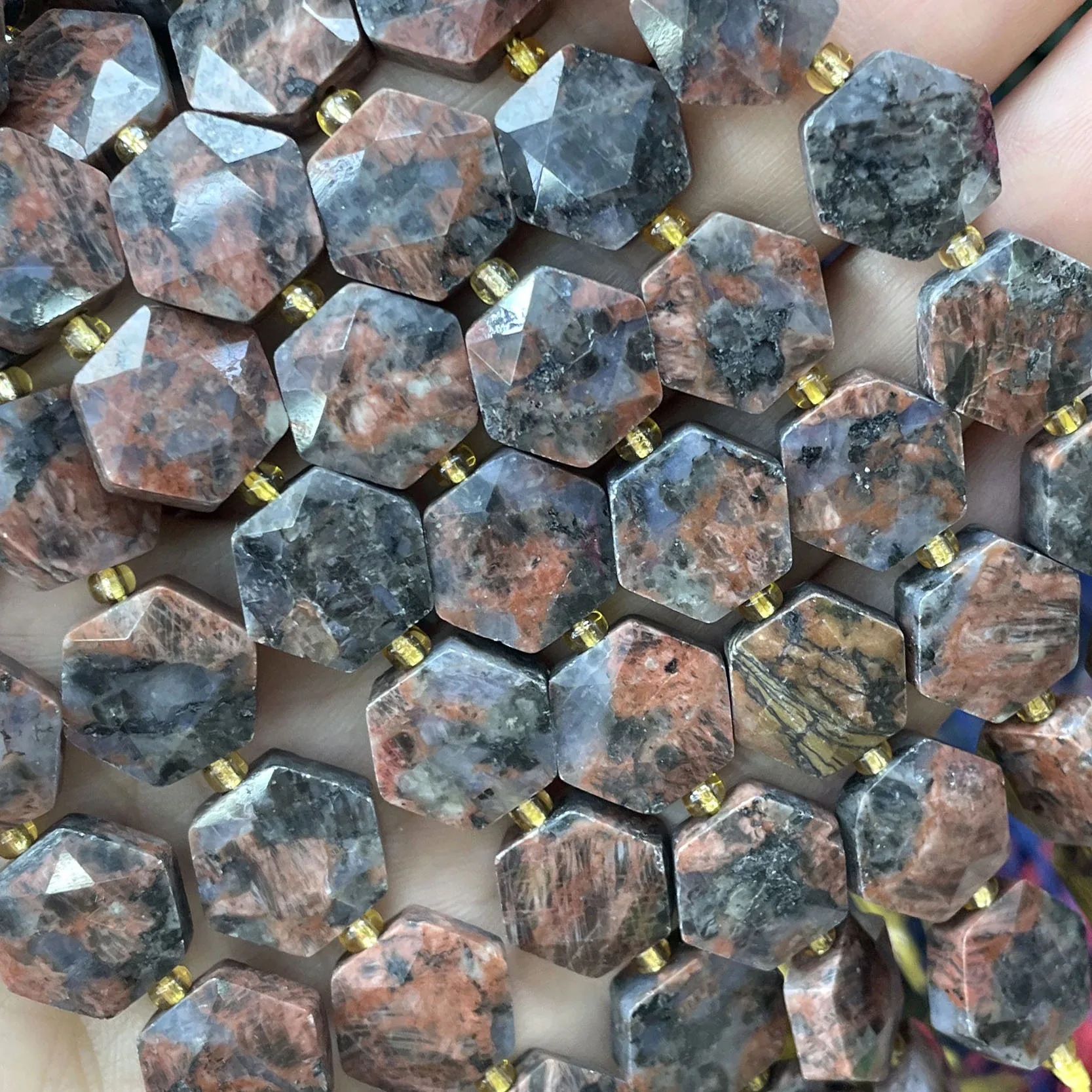 12 mm Naturstein, facettiert, sechseckig, Aventurin, Quarz, Jade, Abstandsperlen für die Schmuckherstellung, DIY-Armband, Halskette, Zubehör – Detail 10