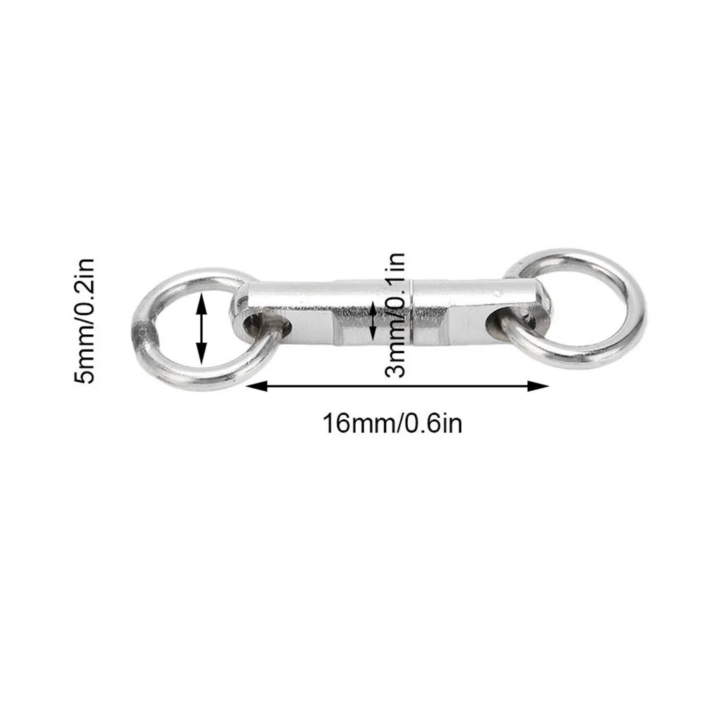 10PCS Stainless Steel Fishing Bearing Swivel Column 360 Degree Rotation Fishing Ring Swivel Multiple sizes Fishing Swivels