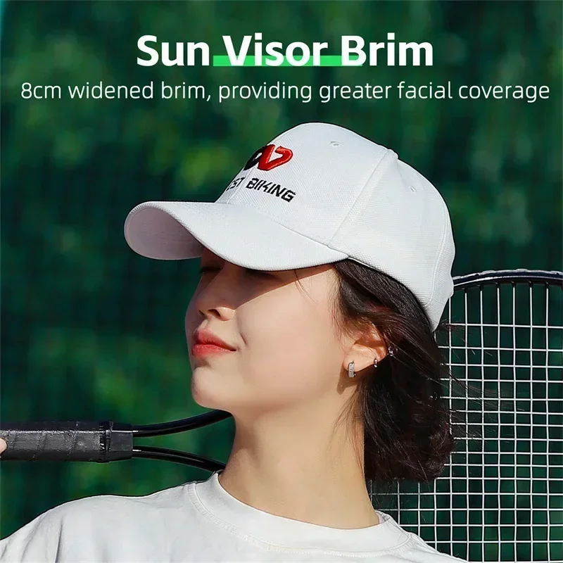 WEST BIKING Spring Summer Base Ball Caps Widen Sun Visor Brim Embroidery Letter Tennis Caps Outdoor Hiking 5 Colors Unisex Hat