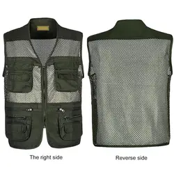 Men Sports Vest Lightweight Mesh Outdoor Sports Vest for Summer Camping Fishing Zipper Closure Waistcoat for Work Wear